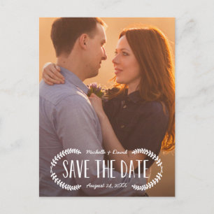 Rustic White Overlay Photo Save the Date Announcement Postcard