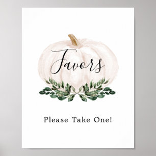 Rustic White Pumpkin Favours Please Take One Sign