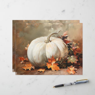 Rustic White Pumpkin Painting Scrapbook Paper
