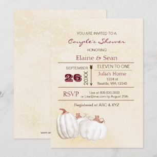Rustic white pumpkins Fall Bridal Shower Invitation