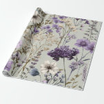 Rustic White Purple Botanical Vintage Floral Wrapping Paper<br><div class="desc">Watercolor retro wrapping paper with rustic white and purple botanical flowers,  pastel vintage boho charm. Perfect for spring or summer gifts for girls who love dreamy,  regal floral style.</div>