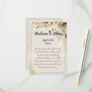 Rustic White Roses Wedding Details Enclosure Card