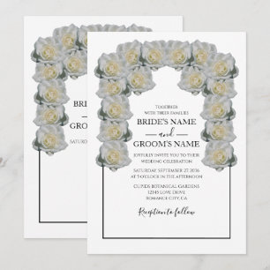 Rustic White Roses Wedding Invitations