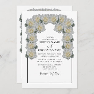 Rustic White Roses Wedding Invitations