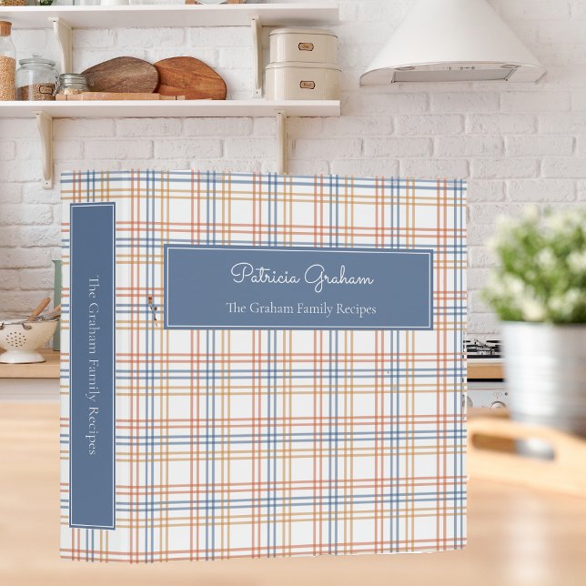 Rustic White Rust & Blue Plaid Family Recipes Binder (Creator Uploaded)