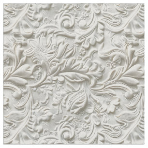 Rustic white tooled leather fabric
