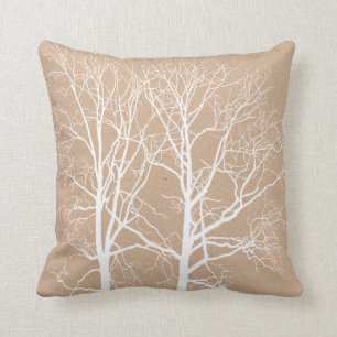 Rustic White Trees Throw Pillow