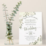 Rustic White Watercolor Roses Elegant Wedding Invitation<br><div class="desc">This wedding invitation features a rustic watercolor floral design with hand painted roses and flowers in shades of white, ivory, and cream with eucalyptus leaves foliage and greenery. The lettering is done in fancy script calligraphy with a classic white background. The back of the invite is a marbled sage green...</div>