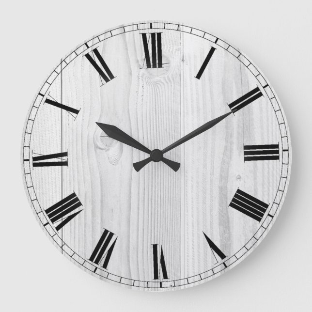 rustic white wood large clock (Front)