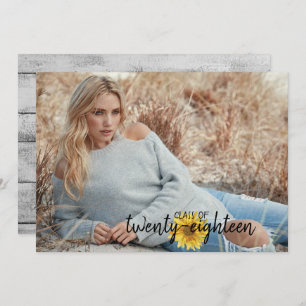 Rustic White Wood Sunflowers Graduation Card