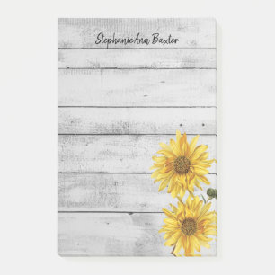 Rustic White Wood Sunflowers Notes