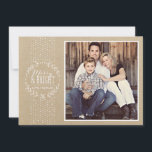 Rustic White Wreath Holiday Photo Card<br><div class="desc">This charming rustic card emotes the timeless joy of the season and is designed exclusively for Zazzle. Perfect for a traditional and on- trend holiday greeting. A natural kraft background with distressed script inside a rustic white wreath accents your favorite photo. Photo border also in white. Add an Envelopments Holiday...</div>