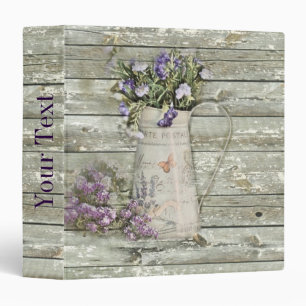 rustic whitewashed wood farmhouse lavender binder