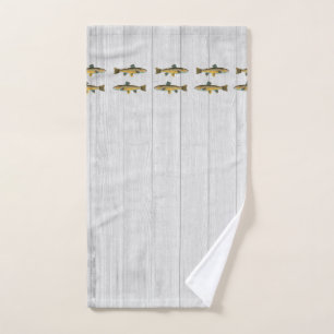 Rustic Whitewood Trout fish vintage watercolor  Hand Towel