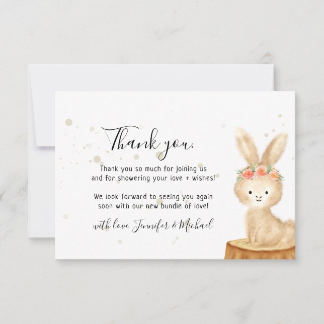 Rustic wild animal bunny rabbit cute Thank You Card (Front)