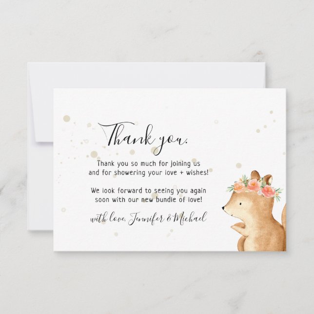 Rustic wild animal squirrel Thank You (Front)