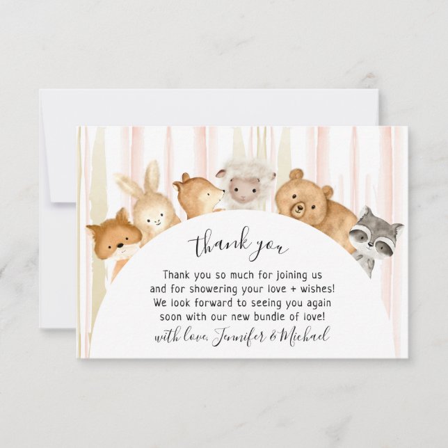 Rustic wild animals Thank You Card (Front)