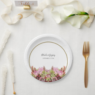 Rustic Wild Flower Bouquet Wedding Paper Plate