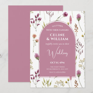 Rustic wild flower wedding invitation
