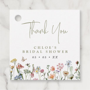 Rustic Wild Flowers Bridal Shower Thank You Favour Tags