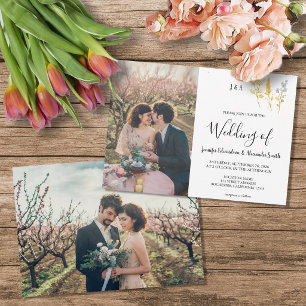 Rustic wild flowers monogram photo country Wedding Invitation