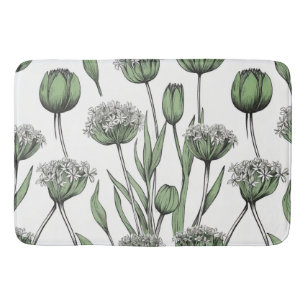 Rustic Wild Garlic Sketch by CallisC Arts ⭐⭐⭐⭐⭐ Bath Mat