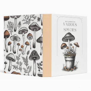 Rustic Wild Mushroom Sketch Design by CallisC Arts Binder