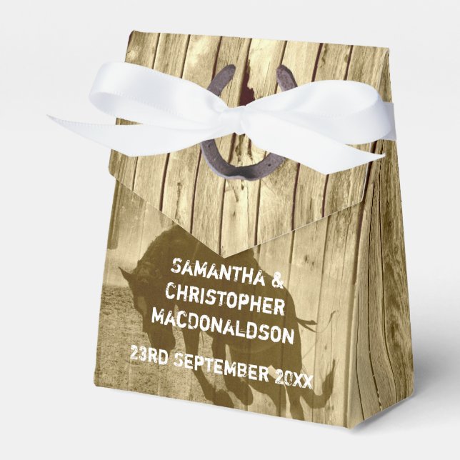 Rustic wild west cowboy country  wedding favor box (Front Side)