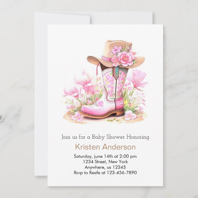 Rustic Wild West Cowgirl Baby Shower Invitation (Front)