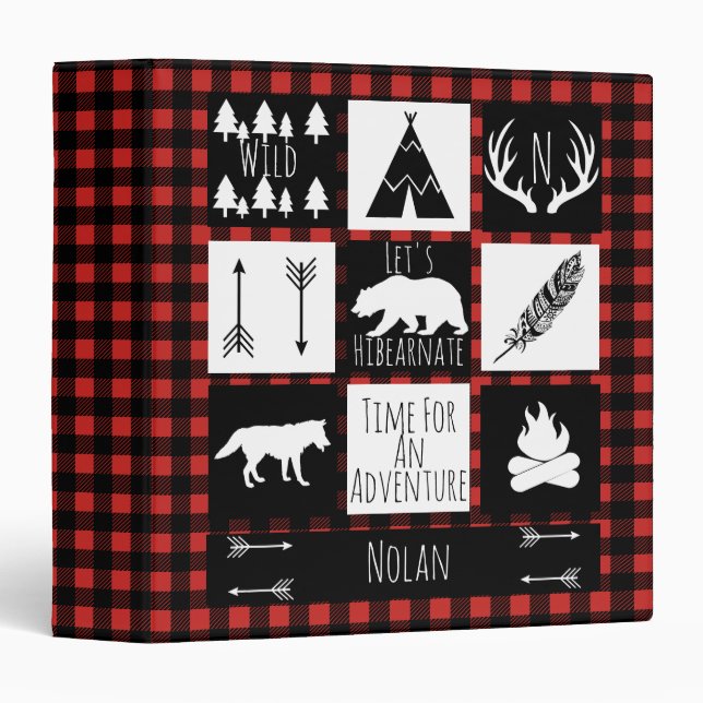 Rustic Wilderness & Animals Buffalo Check Plaid Binder (Front/Spine)