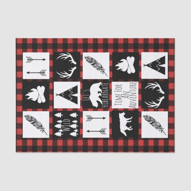 Rustic Wilderness & Animals Buffalo Check Plaid Tissue Paper (Front)