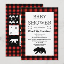 Rustic Wilderness & Animals Plaid Baby Shower