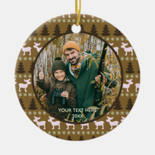 Rustic Wilderness, Brown, Two Photo, Two Sided Ceramic Ornament
