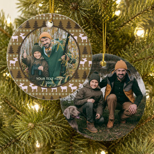 Rustic Wilderness, Brown, Two Photo, Two Sided Ceramic Ornament