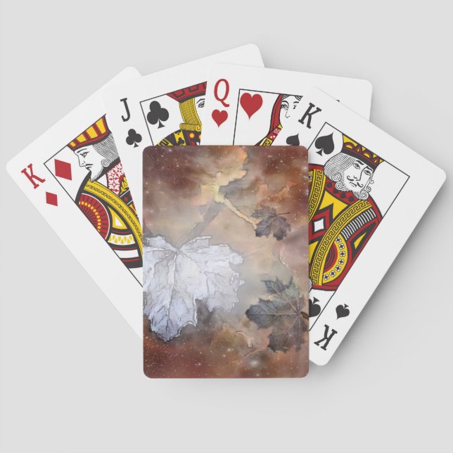 Rustic Wilderness Maple Leaves Playing Cards (Back)