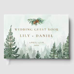 Rustic Wilderness Pine Forest Photo Wedding Guest Book