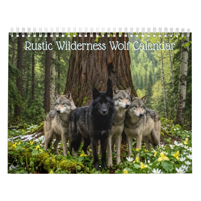 Rustic Wilderness Wolf Wall  Calendar (Cover)