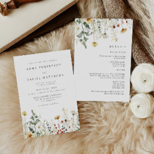 Rustic Wildflower All in One Wedding Invitation
