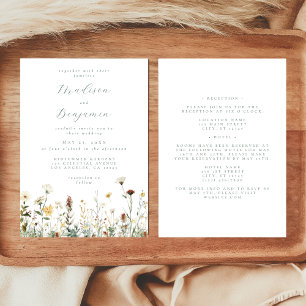 Rustic Wildflower All in One Wedding Invitation