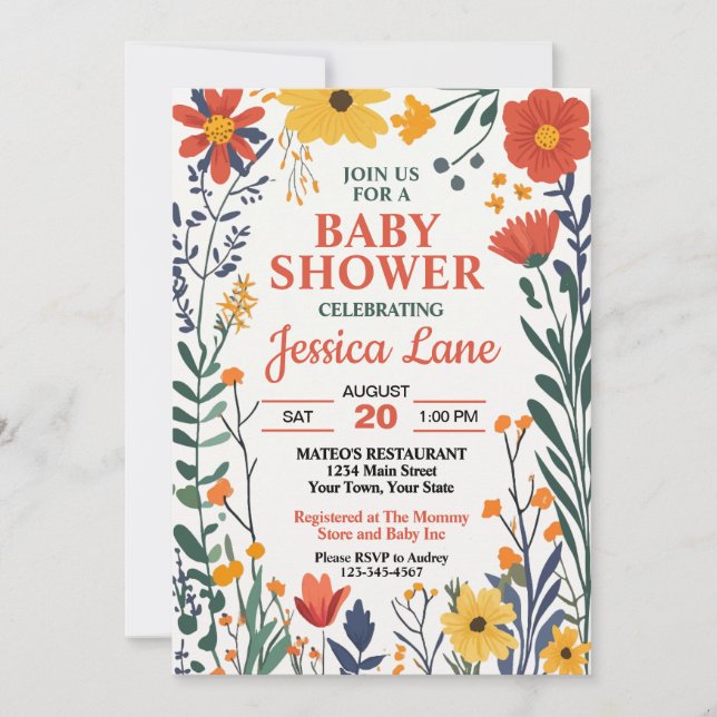 Rustic Wildflower Baby Shower Invitation (Front)
