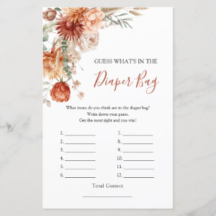 Rustic Wildflower Baby Shower What's in Diaper Bag