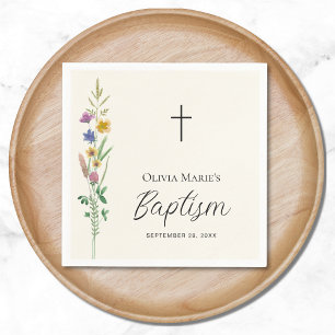 Rustic Wildflower Baptism  Napkin
