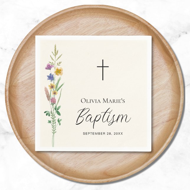 Rustic Wildflower Baptism  Napkin (Creator Uploaded)