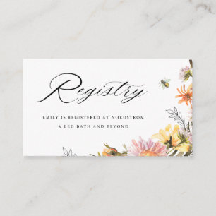 Rustic Wildflower Bee Bridal Shower Gift Registry Enclosure Card