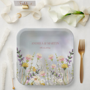 Rustic Wildflower Boho Garden Wedding Paper Plate