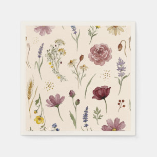 Rustic Wildflower Botanical Pattern Baby Shower Napkin