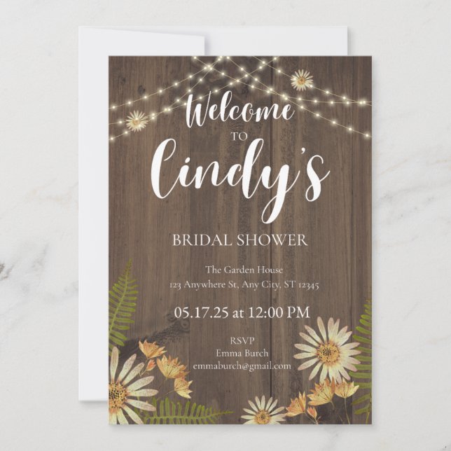 Rustic Wildflower Bridal Shower Invitation (Front)