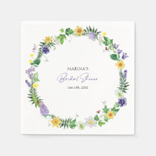 Rustic Wildflower Bridal Shower Napkin