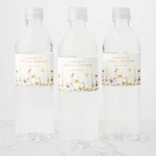 Rustic Wildflower Bridal Shower Water Bottle Label