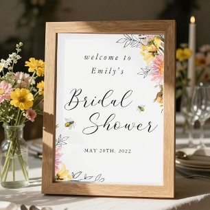Rustic Wildflower Bridal Shower Welcome Sign